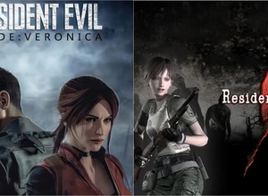 Логотип и персонажи из игр серии Resident Evil: Code Veronica и Resident Evil.