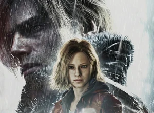 Два персонажа из игры: мужчина с серым капюшоном и женщина с короткими светлыми волосами.