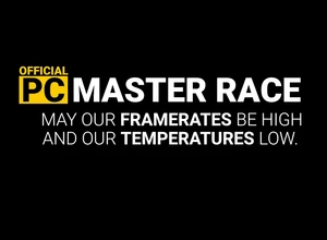 Логотип "PC Master Race" на черном фоне.