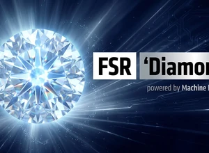 Логотип FSR 'Diamond' с изображением яркого бриллианта на фоне.