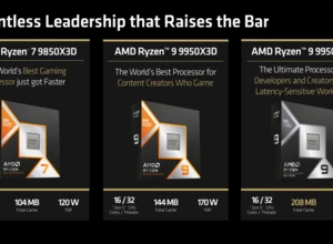Скриншот с тремя процессорами AMD Ryzen и их характеристиками.