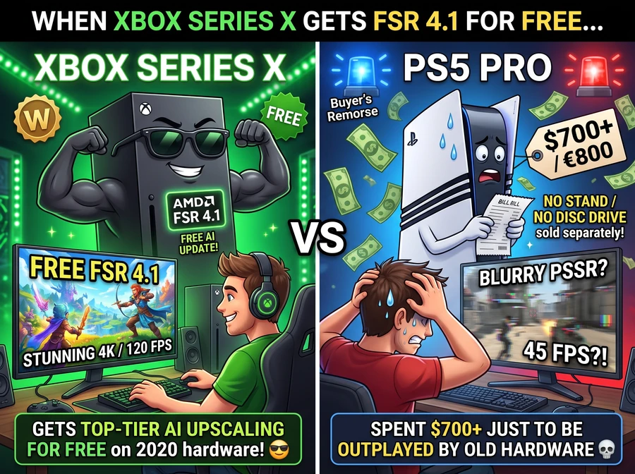 Сравнение Xbox Series X и PS5 Pro с акцентом на производительность и стоимость.