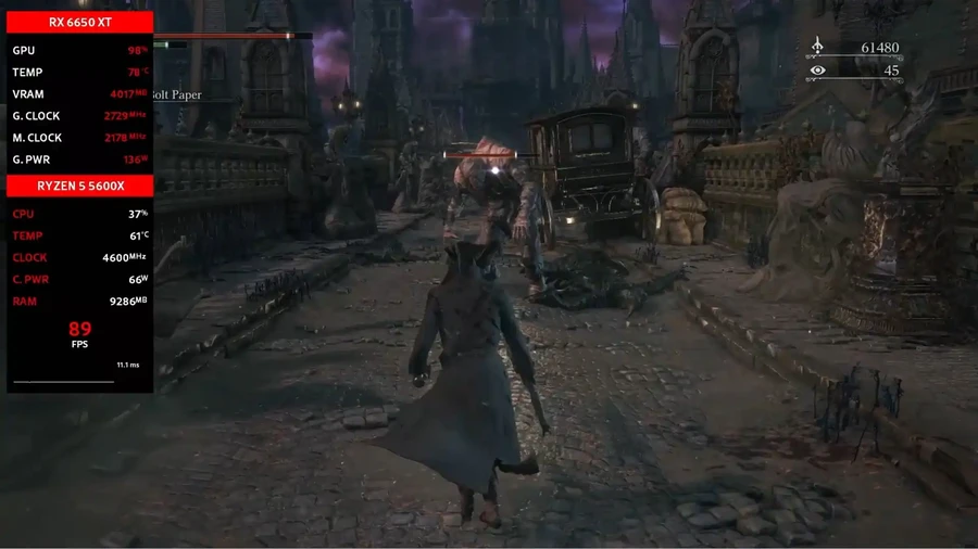 Bloodborne launched on Windows without emulation and got up to 100 FPS on the RX 6650 XT