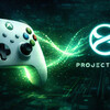 Белый игровой контроллер на фоне цифровых узоров и логотипом Project Helix.