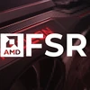 Логотип AMD FSR на фоне графической карты.