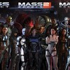 Группа персонажей из игры Mass Effect, каждый в уникальном наряде и с оружием.